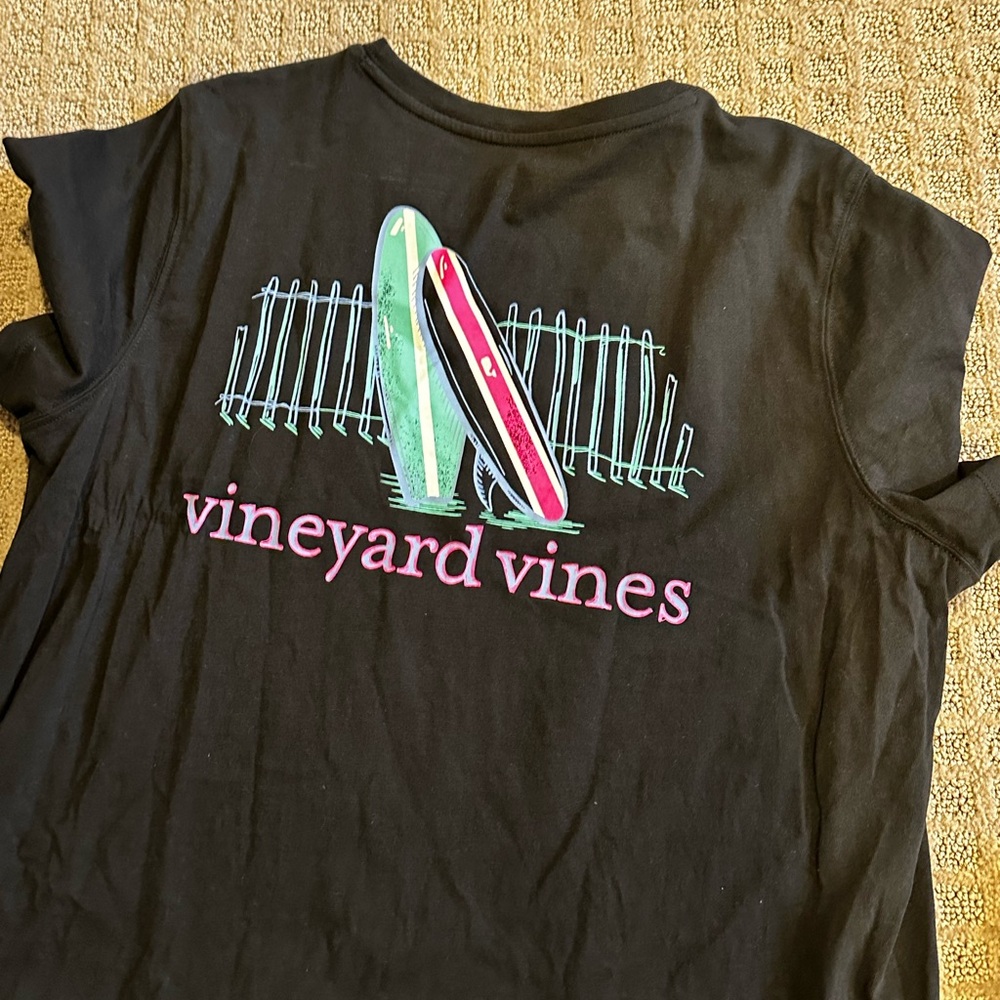 Vineyard Vines Black Tee with Surfboard Graphic